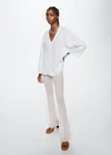 Mango 100% Linen Blouse Off White In Off White