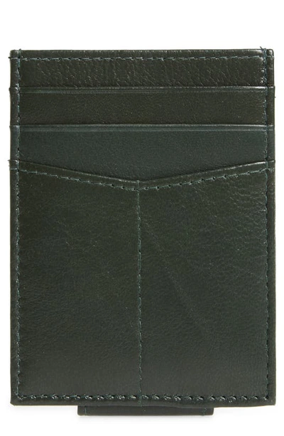 Nordstrom Liam Leather Money Clip Card Case In Green Ivy