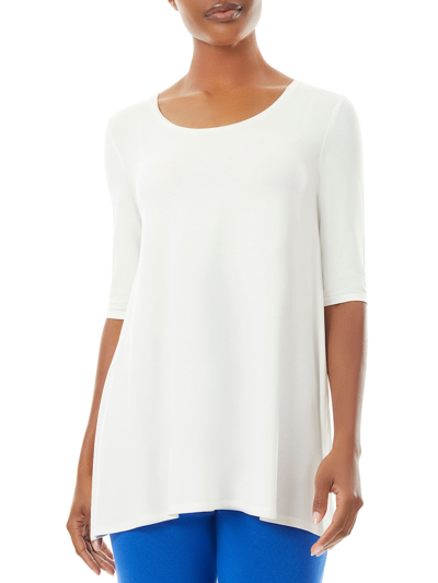 Ming Wang Crew Neck Jersey Knit Tunic In White