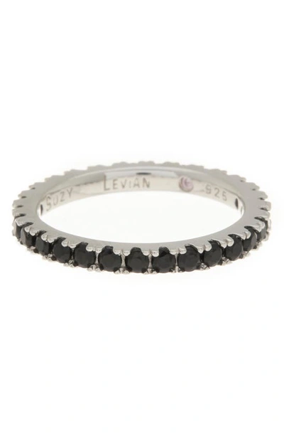 Suzy Levian Sterling Silver Black Cubic Zirconia Ring