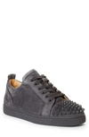 Christian Louboutin Louis Junior Spikes Leather Sneaker In Smoky/ Smoky Mat