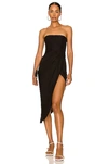 Gauge81 Lica Strapless Gathered Silk-satin Midi Dress In Black