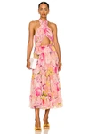 Rococo Sand Halter Midi Dress In Peach