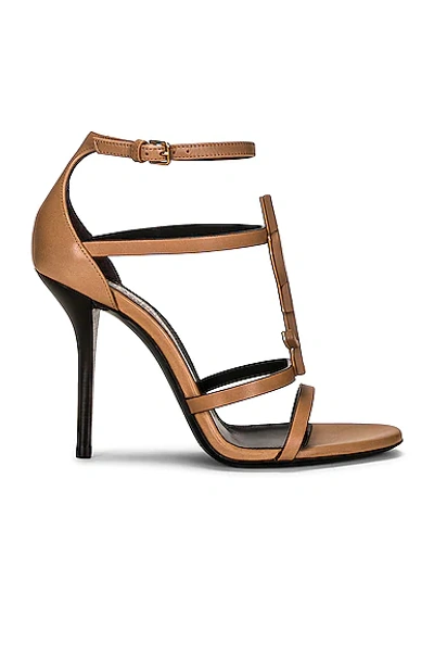 Saint Laurent Cassandra Heels In Gold Brown