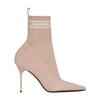 Balmain Skye Logo-jacquard Stretch-knit Sock Boots In Beige