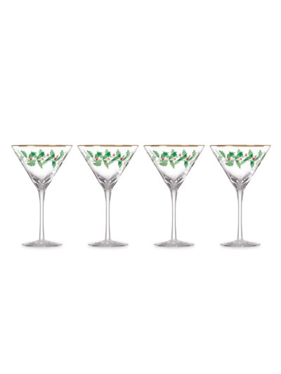 Lenox Holiday Decal Balloon Four-piece Martini Glass Set