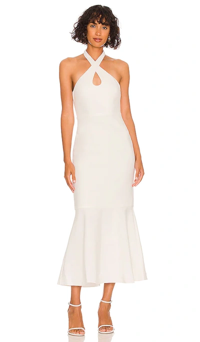 Likely Addie Crossover Halter Midi Flute Dress In White