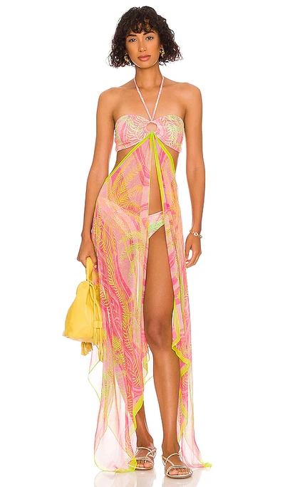Retroféte Maui Convertible Printed Bikini Top In Pink