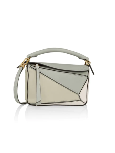 Loewe Women's Mini Puzzle Leather Bag In Ash Grey
