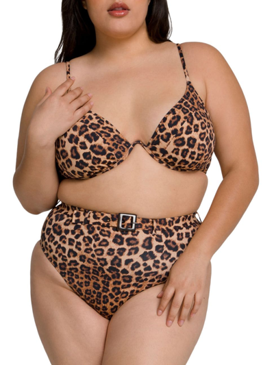 Good American Showoff Curve Bikini Top In Leopard