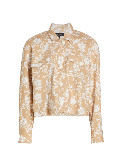 Rag & Bone Jessie Printed Linen-blend Shirt Jacket In Beige