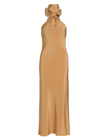 Adriana Iglesias Cloe Silk-blend Jersey Midi-dress In Camel Jersey
