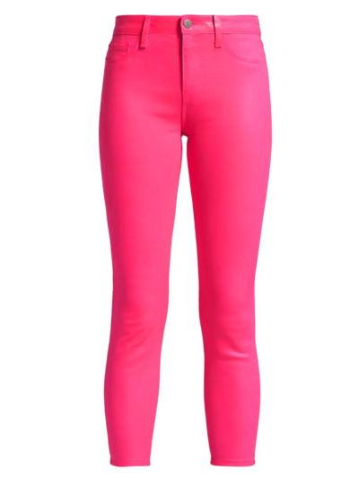 L Agence Margot Mid-rise Coated Crop Skinny Jeans In Magenta