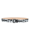 Alexander Mcqueen Men's Leather Graffiti Logo Skull Loop Belt In Black White