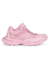 Balenciaga Womens Track 3.0 Distressed Pink Trainers In Pink White