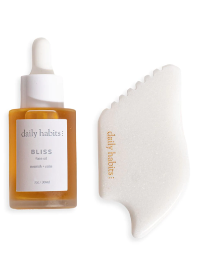 Daily Habits 2-piece White Jade Gua Sha & Bliss Face Oil Set