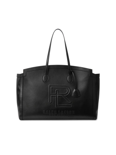 Polo Ralph Lauren Rl Leather Beach Tote In Black