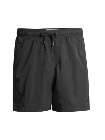 Frame Straight-leg Short-length Logo-appliquéd Swim Shorts In Noir