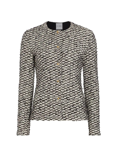 St John Graphic Boucle Knit Jacket In Black