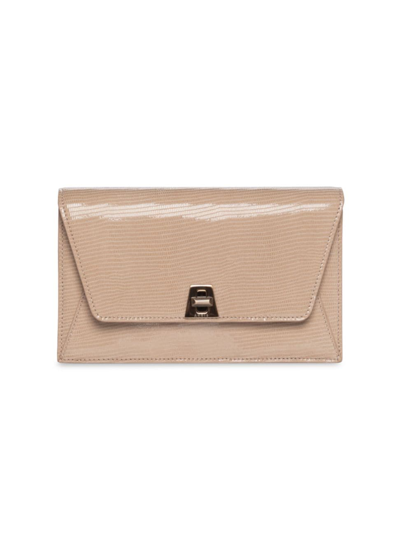 Akris Anouk Lizard-embossed Leather Envelope Bag In Cashmere