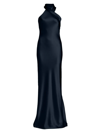 Galvan Pandora Asymmetrical Bias Cut Dress In Midnight