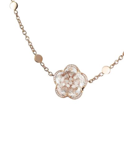 Pasquale Bruni Bon Ton 18k Rose Gold, Rock Crystal & Diamonds Necklace In Pink