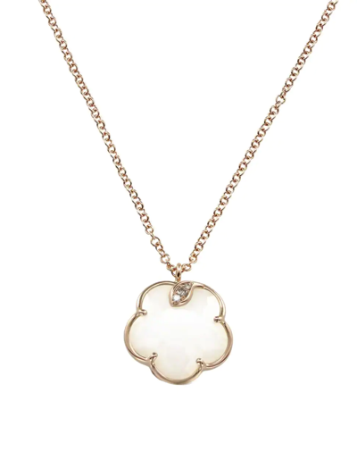Pasquale Bruni Women's Petit Joli 18k Rose Gold, White Agate, & Diamond Flower Pendant Necklace