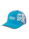 Bossi Logo Skull Trucker Hat In Baby Blue
