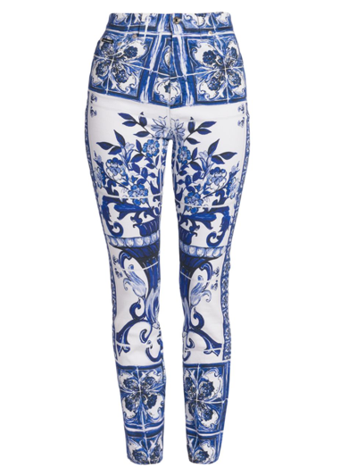 Dolce & Gabbana Blu Mediterraneo Painterly Grace Jeans In Variante Abbinata