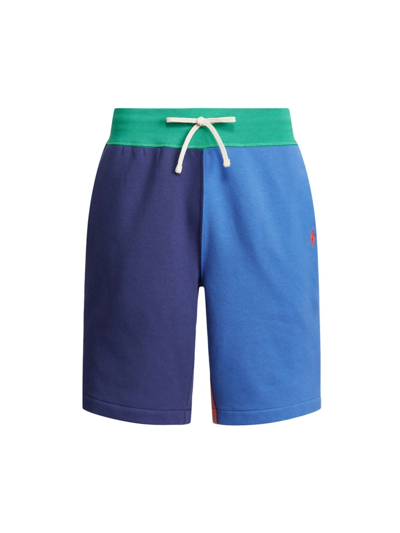 Polo Ralph Lauren Colorblock Cotton Blend Fleece Shorts In Navy