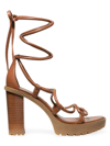Michael Michael Kors Vero Lug-sole Platform Ankle-tie Sandals In Luggage
