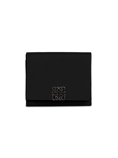 Loewe Anagram Leather Trifold Wallet In Black
