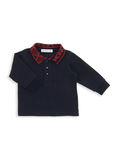 Moncler Baby's & Little Kid's Logo Collar Polo Shirt In Navy