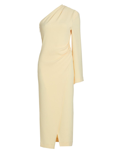 Nanushka Florence One-shoulder Asymmetric Midi Wrap Dress In Vanilla