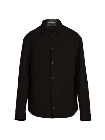 Balenciaga Wool-blend Gabardine Shirt Jacket In Black