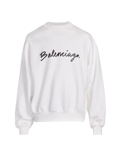 Balenciaga Logo Detail Cotton Sweatshirt In White Black