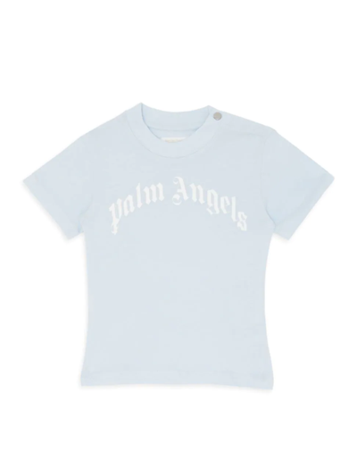 Palm Angels Logo印花短袖t恤 In Baby Blue