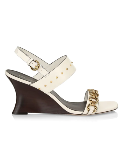 Tory Burch Vintage Plaque Wedge Sandals In New Ivory