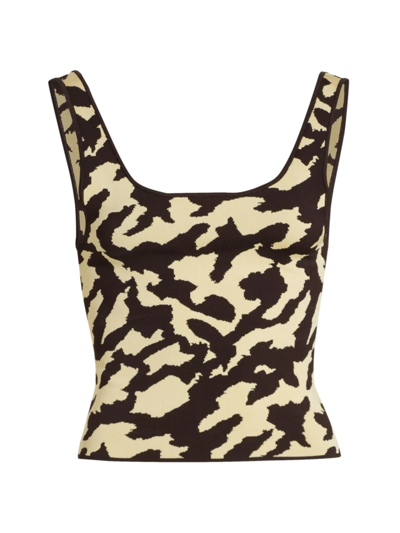 Nanushka Sabrina Animal-printed Cropped Tank Top In Painterly Animal Brown Wax