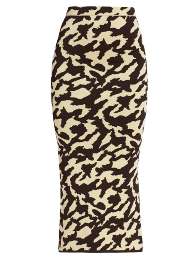 Nanushka Jenny Animal-printed Midi Pencil Skirt In Painterly Animal Brown Wax