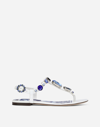 DOLCE & GABBANA PATENT LEATHER THONG SANDALS WITH EMBROIDERY