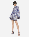 Dolce & Gabbana Printed Light Poplin High Waist Shorts In Multicolor