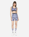 Dolce & Gabbana Logo-band Tile-print Lycra Biker Shorts In Multicolor