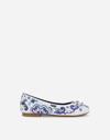 DOLCE & GABBANA MAJOLICA-PRINT CALFSKIN BALLET FLATS