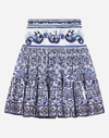 Dolce & Gabbana Long Majolica-print Poplin Skirt In Multicolor