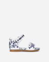 DOLCE & GABBANA NAPPA LEATHER SANDALS WITH MAJOLICA PRINT