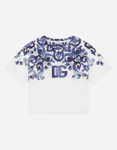 Dolce & Gabbana Majolica-print Jersey T-shirt In Multicolor