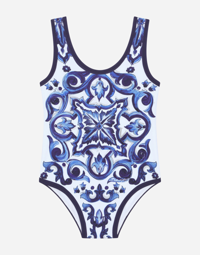 Dolce & Gabbana Majolica-print One-piece Swimsuit In Multicolor