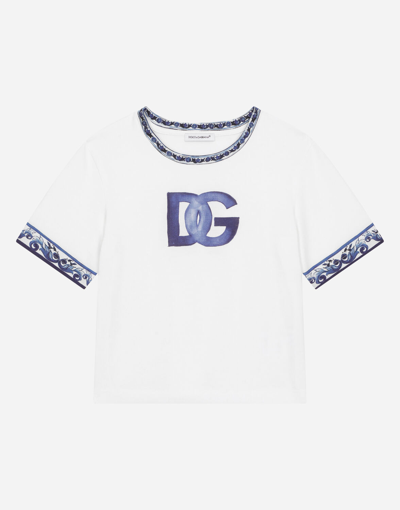 Dolce & Gabbana Kids' Jersey T-shirt With Dg Logo In Multicolor
