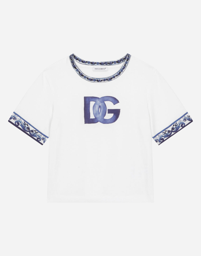 Dolce & Gabbana Jersey T-shirt With Dg Logo In Multicolor